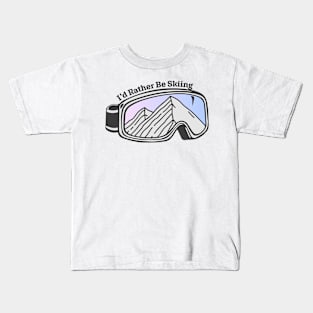 Sunset Mountain Ski Goggles | I'd Rather Be Skiing Kids T-Shirt